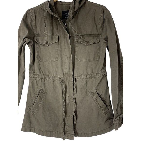 Womens Love Tree Size S Military Jacket Hood Drawstring Full Zip 5128 Pockets - Picture 1 of 7